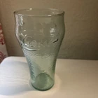 Vintage Coca Cola Drinking Glass Pebble Hammered Texture Green 7'' Tall No Chips