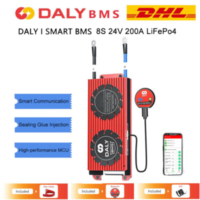 DALY Smart BMS LiFePo4 8S 24V 200A Common Port with Balance &Bluetooth Module DE