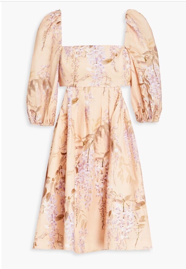ZIMMERMANN floral-print linen mini dress Rosa Cut-Out