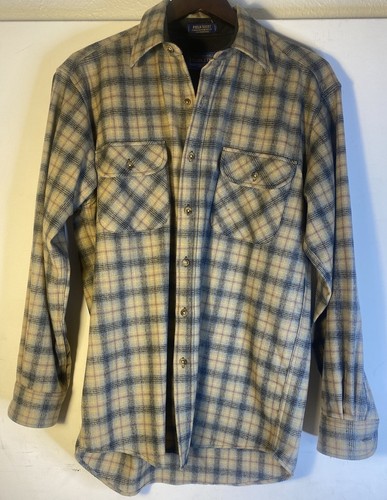 VTG Pendleton Men’s Wool Field Shirt Tan Flannel Sz M-Very Nice