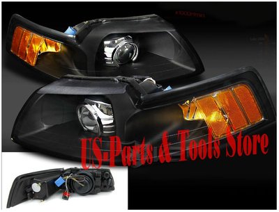 Für FORD MUSTANG 99 - 04  Projector Scheinwerfer retro style schwarz 1999 2004 