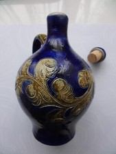 Bernhard Erning  Schöne Schnapsflasche mit Henkel / Ritzdekor -Vintage