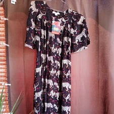 NWT Go Softly Patio Crinkle Dress Button Front Cheetah Print w/ Pockets sz S