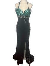 Terani Pageant / Prom Gown Black Beaded Sequin Cheetah Size 4 Mermaid Tail
