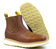 MENS PULL ON WORK SOFT TOE ANKLE BOOTS BOTAS DE TRABAJO 6" HEIGHT GENIUN LEATHER