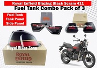 "Royal Enfield \"Petrol Fuel Gas Tank Combo Pack Of 3 Blazing Black Scram 411\""