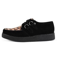 T.U.K. Viva Low Creeper Black & Leopard Suede