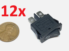 12 Pieces black rocker switch slim small micro on/off 12v 6v t85 2pin on-off B8