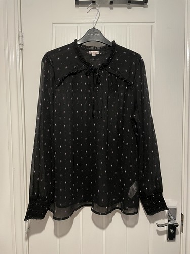 Damas Anne Transparente Estampado Gráfico Escote en V Blusa Uk Size 18 eBay