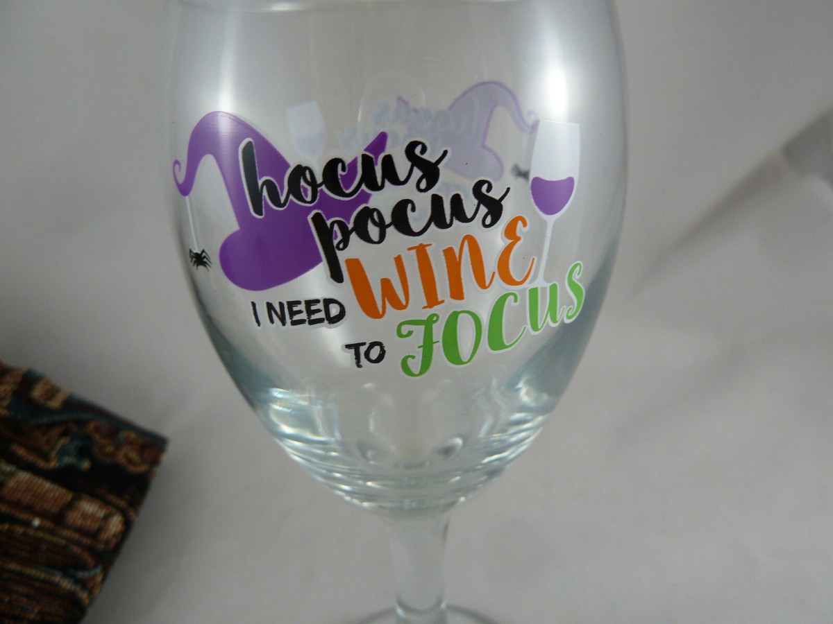 Tapestry Wine Bottle Bag Tote Lined + Ornament + Glass Hocus Pocus Need to  Focus | eBay