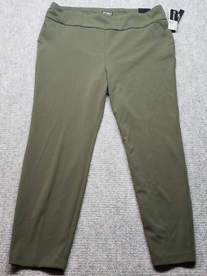 SOHO Ankle Pants Womens PXL Petite Green Mid Rise Stretch Pull On Flat Front New