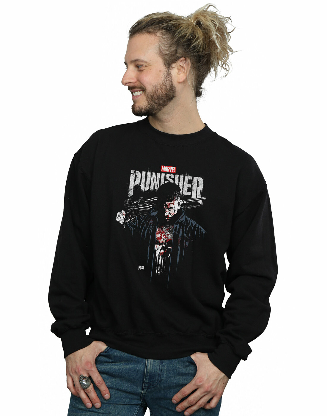 Marvel Hombre The Punisher TV Series Frank Castle Camisa De Entrenamiento Negro