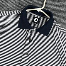 FootJoy Polo Shirt Mens Large Blue Striped Short Sleeve Golf Casual Outdoor