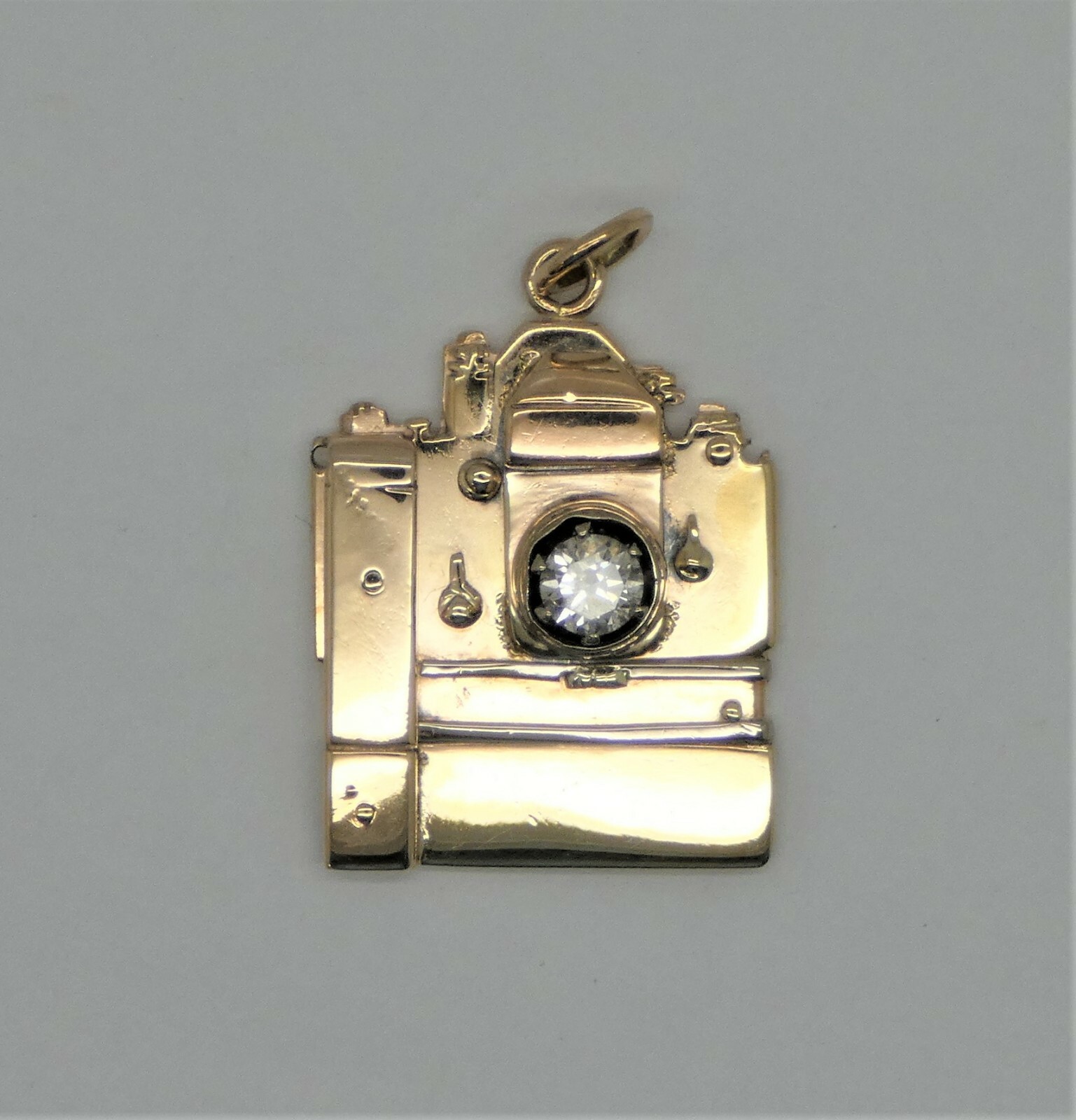 Custom Professional Camera Solid Gold Charm with … - image 3