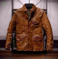Men's Leather Jacket Vintage Distressed Black Biker Real Lambskin jacket Coat
