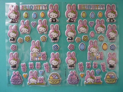 Sanrio HELLO KITTY Vinyl Puffy Sticker (2) Incomplete Sheets EASTER/SPRING THEME