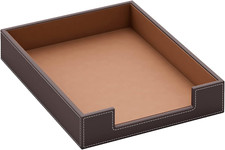 Leather Desk Letter Tray Organizer for Mail Papers Files Office Desktop