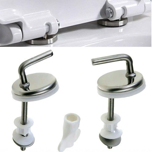 2x Toilet Seat Fix Fitting Back To Wall Hinges Replacement Tools Stainless Steel - Picture 10 of 15