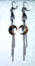 New Hippie Boho Earrings dangle Hand Crescent Moon Celestial Wicca Jewelry NIB