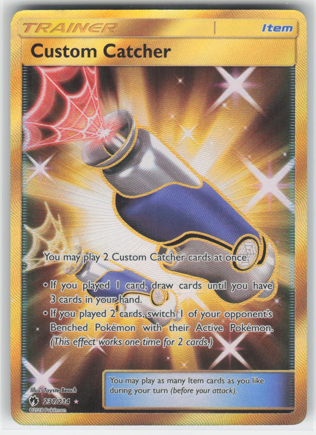 Custom Catcher #231/214 Secret Rare SM Lost Thunder Trainer Ultra Rare English