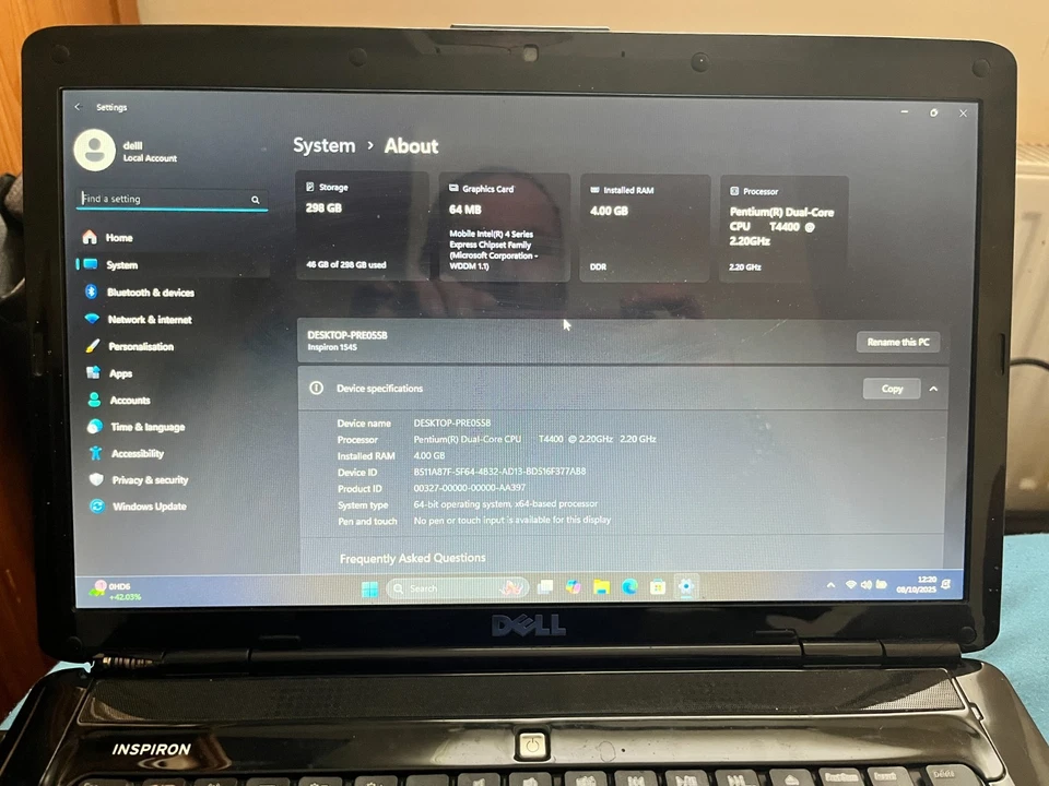 Dell Inspiron 1545 Intel 2.20ghz 4gb ram 320Gb hdd Windows 11 & Office 365 - Image 2 of 4