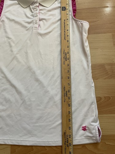 Birdies & Bows Pin High Polo White with Pink Ruffles Golf Tennis Top Size M - Picture 2 of 8