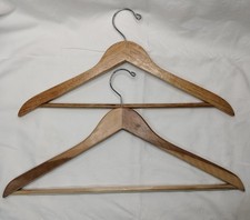 VTG HC Hotel Collection Natural WOOD CLOTHES HANGER 17" Pant Suit Plastic Cover