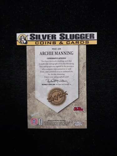 2012 Archie Manning Fleer Retro Skybox Autographics Auto #99AU-AM Houston Oilers - Picture 2 of 2