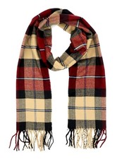Scottish Tartan Plaid Scarf - Warm Cashmere Feel Winter Burgundy Camel Tartan