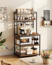 Kitchen Bakers Rack Utility Storage Stand with Power Outlet Coffee Bar Shelf 5ft