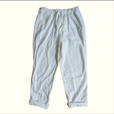 Love Tree Linen Blend High Rise White Paperbag Drawstring Stretchy Waist Pants