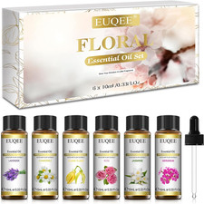 Floral Essential Oils Set of 6 Pure Essential Oil Gift Set for Diffusers, Soap 