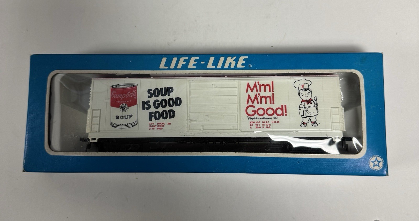 Vintage Life Like Campbell's Soup M'm! M'm! Good HO  White Train Box Car 8433