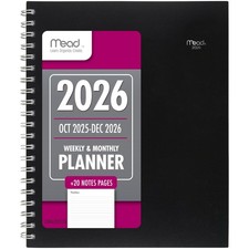 Mead 2026 Planner, Weekly  Monthly, 15-Month, 8-1/2" x 11", 8.5 x 11, Black