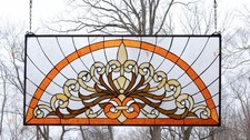 33.5" x 15.75" Handcrafted Tiffany Style Stained Glass Window Panel HF36