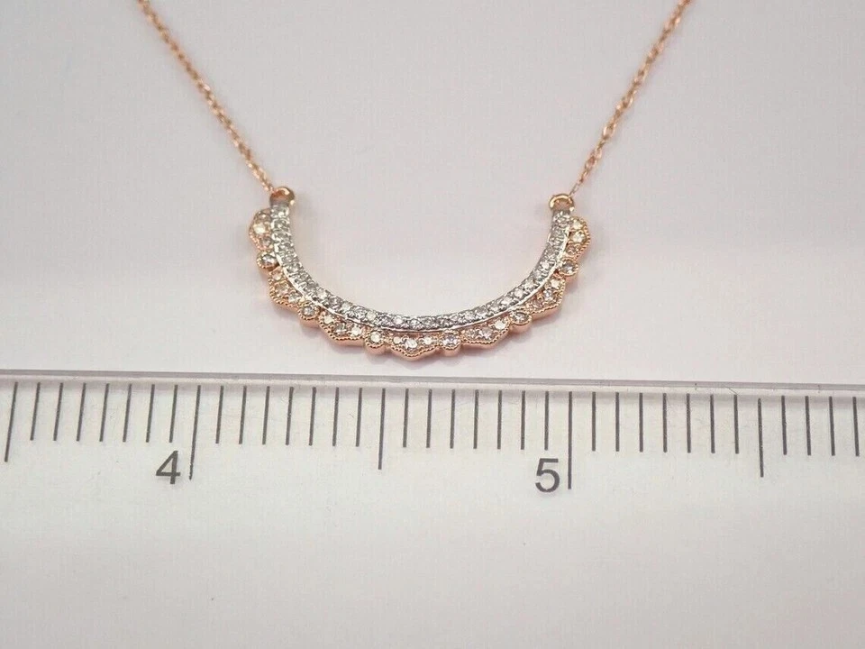 0.90Ct Round Diamond Curved Bar Pendant 14K Two-Tone Gold Plated Free Chain - Image 4 of 4