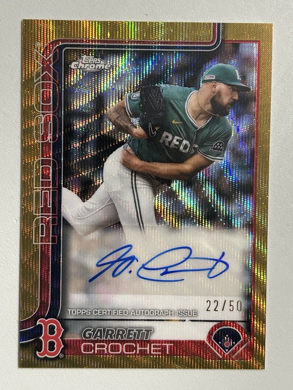 2025 Topps Chrome Update Garrett Crochet Auto Gold Wave Refractor #/50 Red Sox