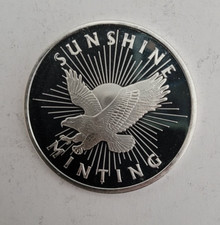 Sunshine Minting silver round, contains 1 ounce .999 fine silver 93.00 per troy oz
