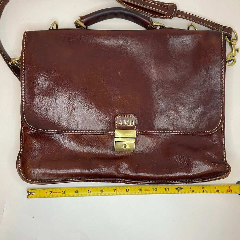 Maletín de cuero italiano Floto bolso mensajero con correa vintage Foto 2 de 4