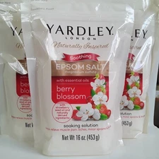 Berry Blossom Epsom Salt-Yardley- Lot of 3- Soaking Solution with Essential Oils