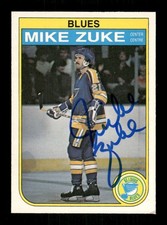 1982-83 O-Pee-Chee 313 Mike Zuke signed auto autograph  EX to EXMT centered  BXC