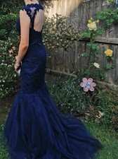 Navy Blue PROM Dress XS Size 6 Elegancia UK LTD Fishtail
