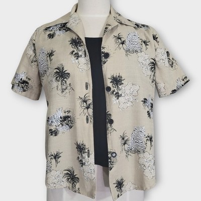 Vintage 90s Shirt Gloria Lance Petite Small Medium Short Sleeves Safari Animal