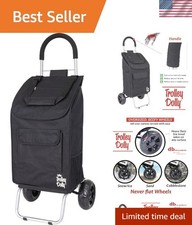 Black Foldable Shopping Cart with Comfortable Grip Handle - 110 lb Capacity