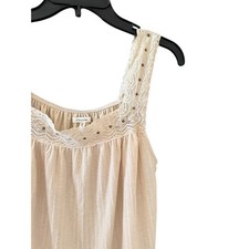 Maurices Womens Boho Crochet Lace Trim Tank Top Beige Cream Grommet Sleeveless M