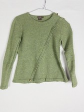 J Mclaughlin Sweater Womens M Green Italian Merino Wool Pullover Solid Knit