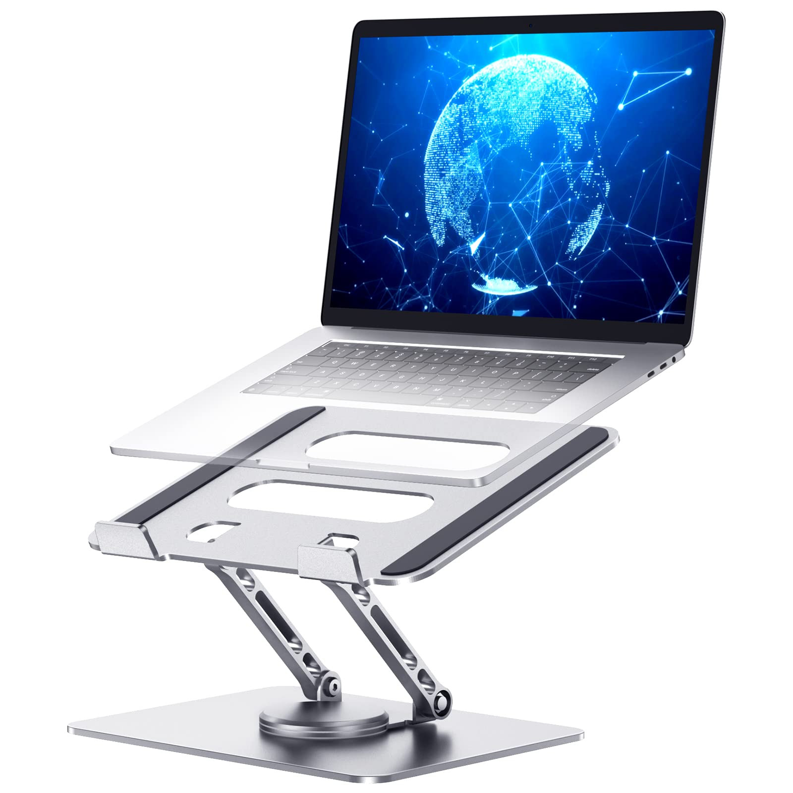 Adjustable Ergonomic Laptop Stand with 360-Degree Rotating Base for Comfort