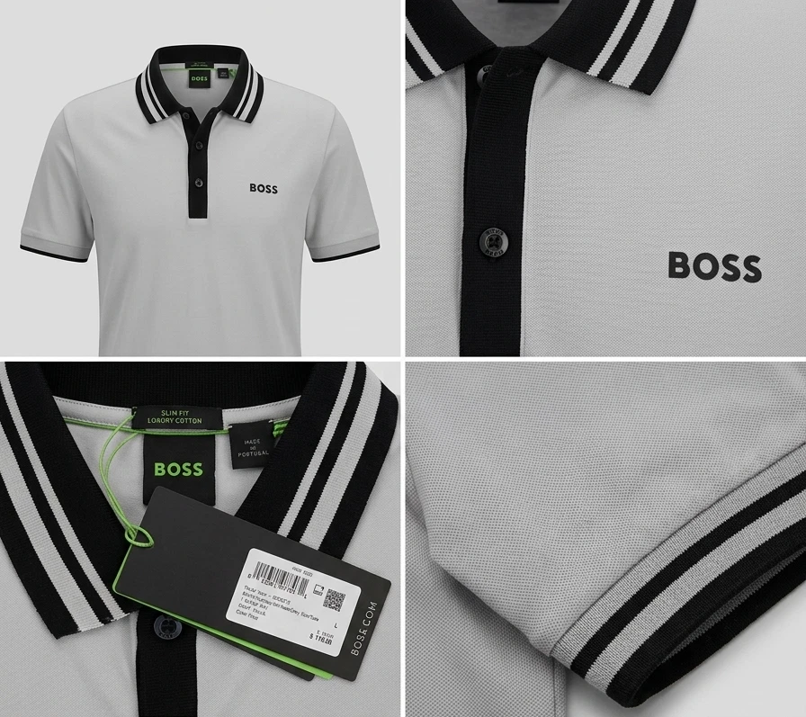 Boss Hugo Boss Men`s Paddy Lux Polo Style Shirt Light Gray