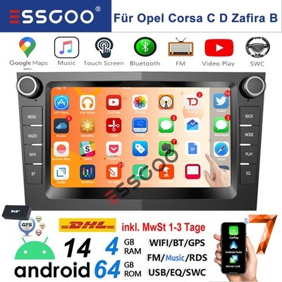 4+64G Android 15 Autoradio CarPlay Für Opel Astra H Corsa C D Zafira B DAB+ Navi