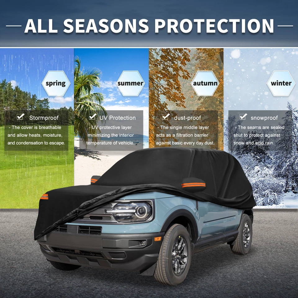 Cubierta de coche con cremallera de puerta lateral izquierda 210D-PU para Ford Bronco Foto 2 de 4